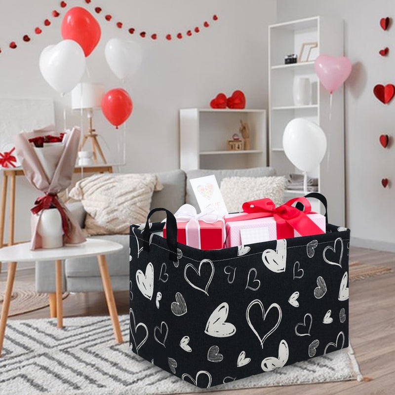FXOCSHE Rectangular Black Gift Basket,nursery laundry basket,girls gift basket,kids toy storage Bin, Love Heart Room Decor for Home,Shelf Baskets(Black Love) - Image 3